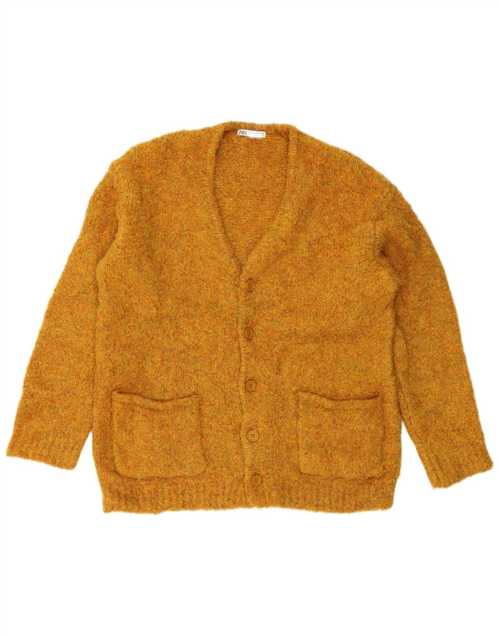 ZARA Womens Cardigan Sweater UK 14 Medium Yellow
