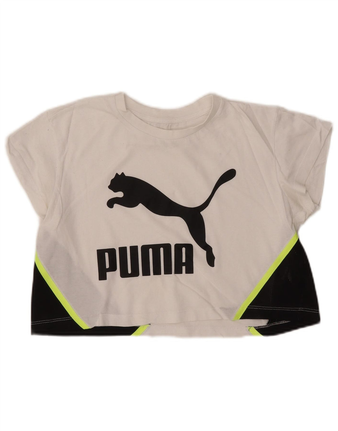 PUMA T-shirt court surdimensionné graphique pour femme UK 2 2XS Blanc Colourblock