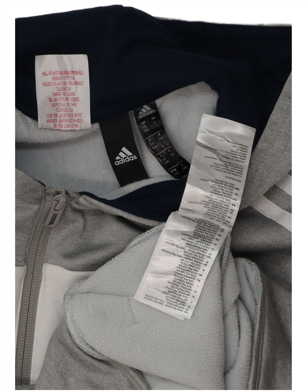 ADIDAS Pull à capuche zippé pour garçon 13-14 ans Gris Colorblock Polyester