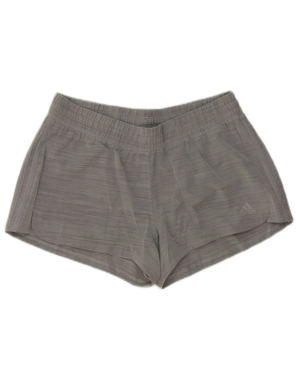 Adidas Short de sport pour femme UK 12/14 Polyester à fines rayures gris moyen