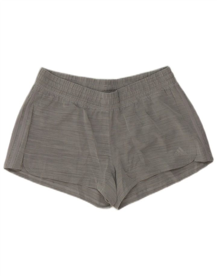 Adidas Short de sport pour femme UK 12/14 Polyester à fines rayures gris moyen
