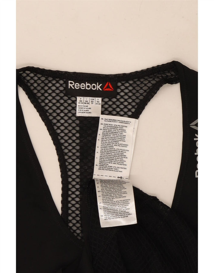 REEBOK Débardeur Femme UK 4 XS Noir Polyester