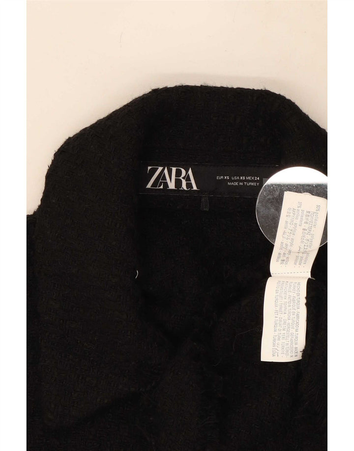 Zara Femmes Crop Gilet UK 6 XS Noir Polyester