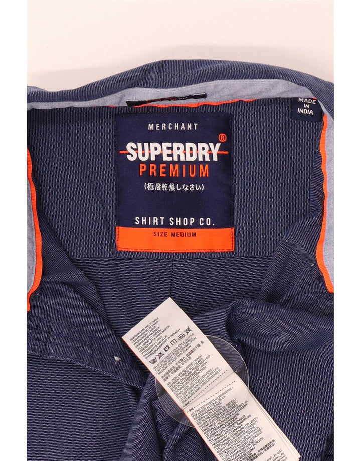 Superdry Chemise à Manches Courtes Homme Bleu Moyen Coton