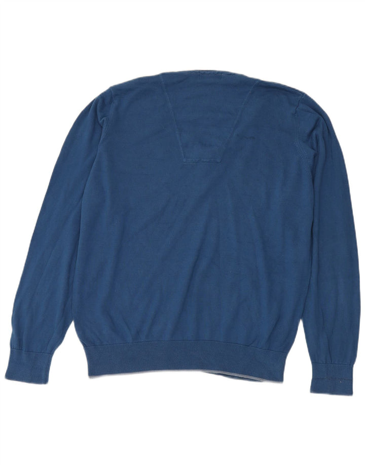 Marks & Spencer Pull autographe à col en V pour homme, grand bleu