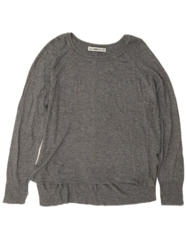 Zara Femme Pull Col Bateau UK 10 Petit Gris Viscose
