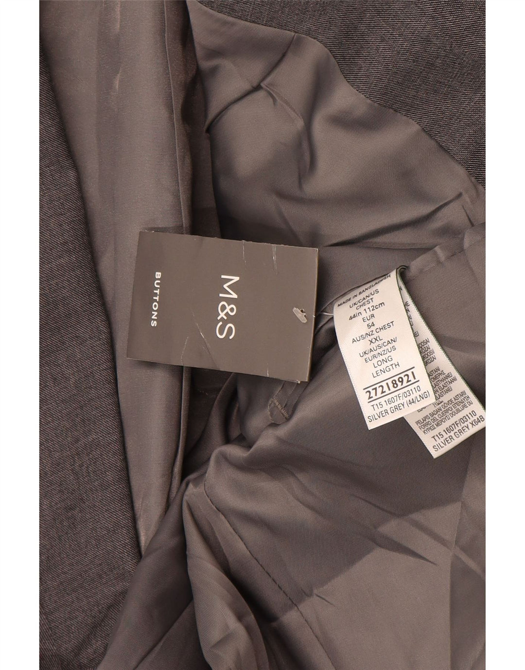 Marks & Spencer Veste blazer à 2 boutons pour homme UK 44 XL Gris Polyester