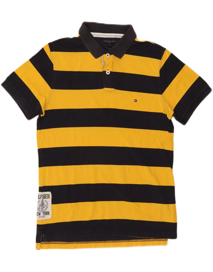 TOMMY HILFIGER Polo Slim Fit Homme Large Jaune Rayé Coton