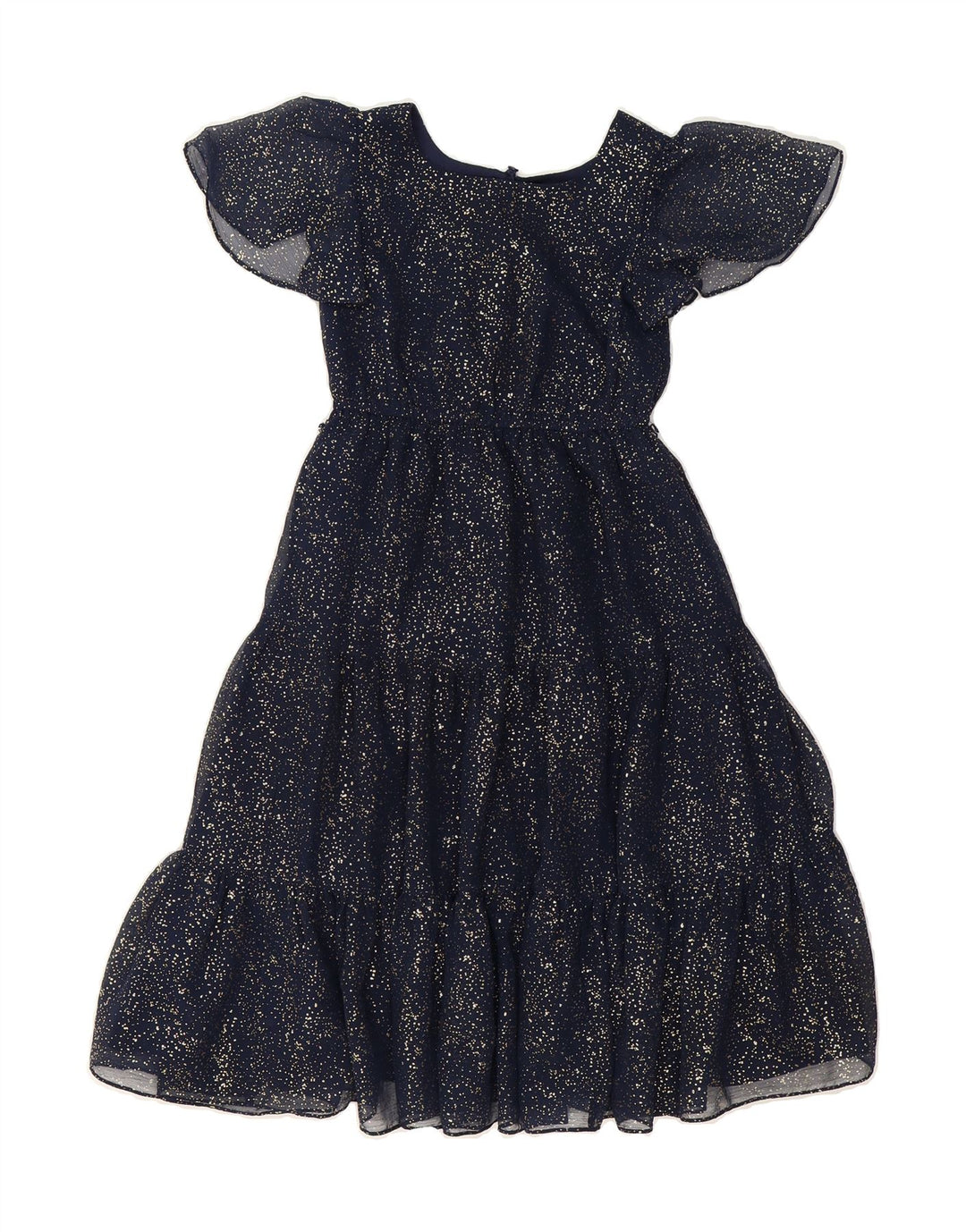 MONSOON Girls A-Line Dress 6-7 Years Navy Blue Flecked Polyester Vintage Monsoon and Second-Hand Monsoon from Messina Hembry 
