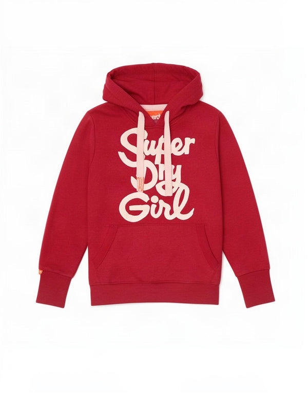 Superdry Pull à capuche graphique pour femme UK 16 Large Rose Coton