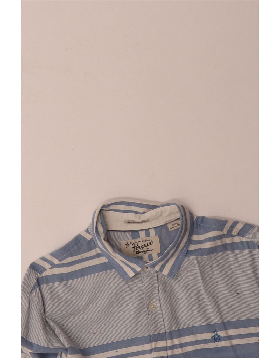 PENGUIN Chemise Slim Heritage Homme Bleu Moyen Rayé Coton