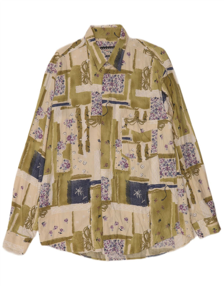 Azzurra Chemise Homme Large Rayonne Patchwork Vert
