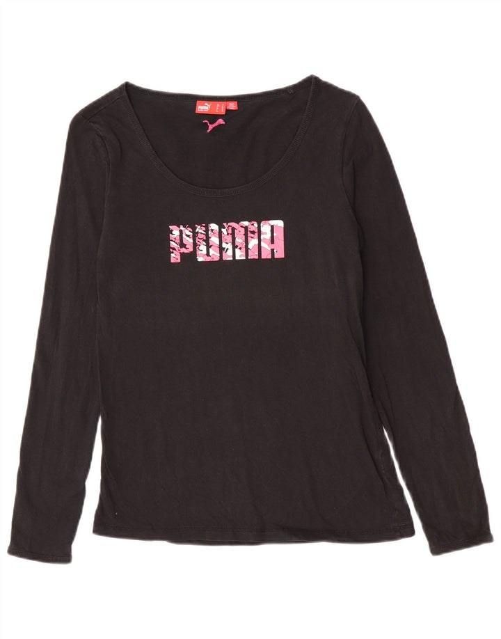 Puma Haut graphique à manches longues pour femme UK 12 Medium Noir