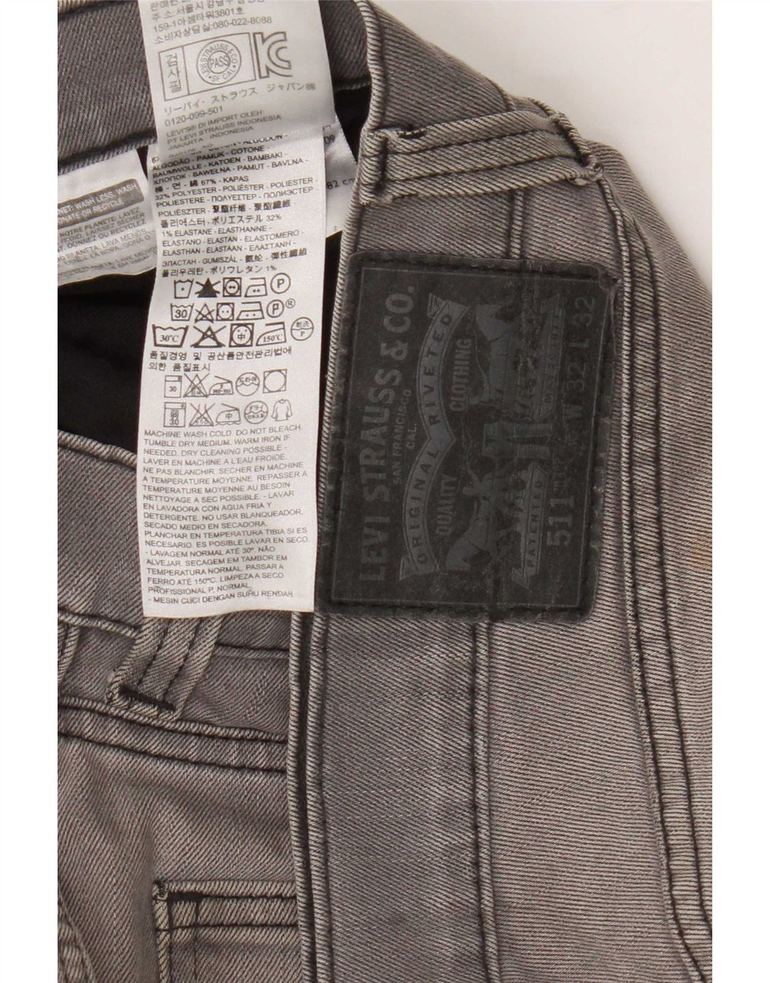 Levi's Jean Slim 511 Homme W32 L32 Gris Coton