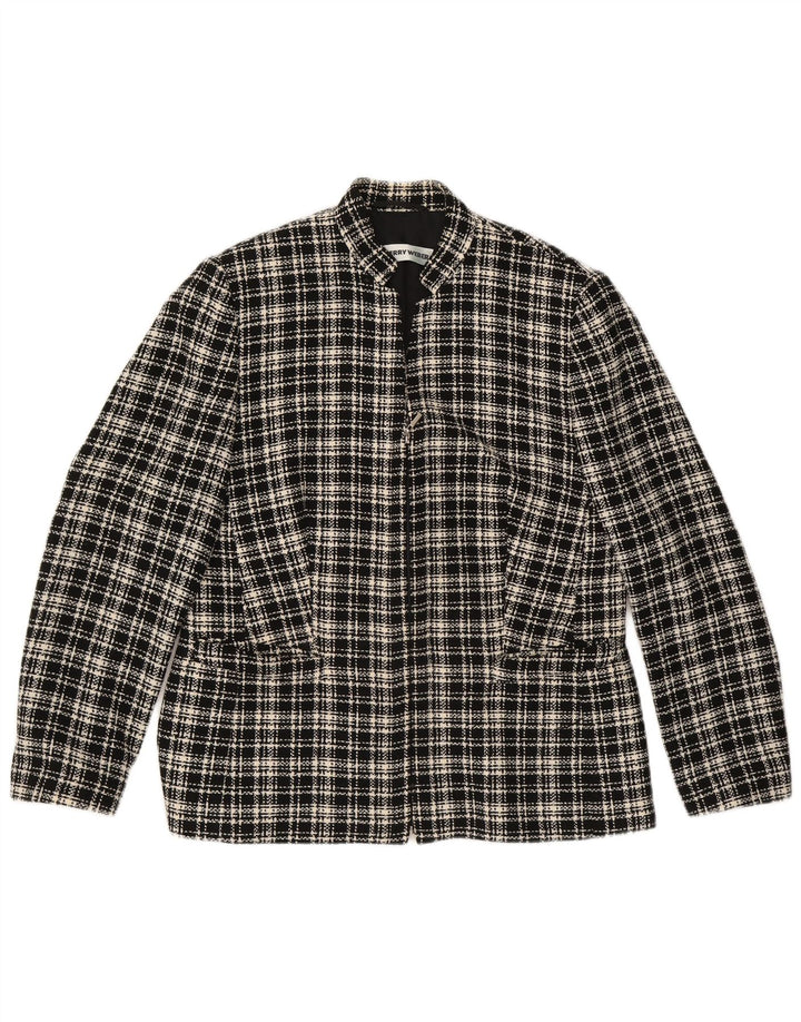 Gerry Weber Veste Blazer Femme UK 16 Grand Carreau Noir Polyester