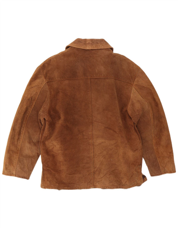 veste en daim femme vintage UK 16 Grand Brun