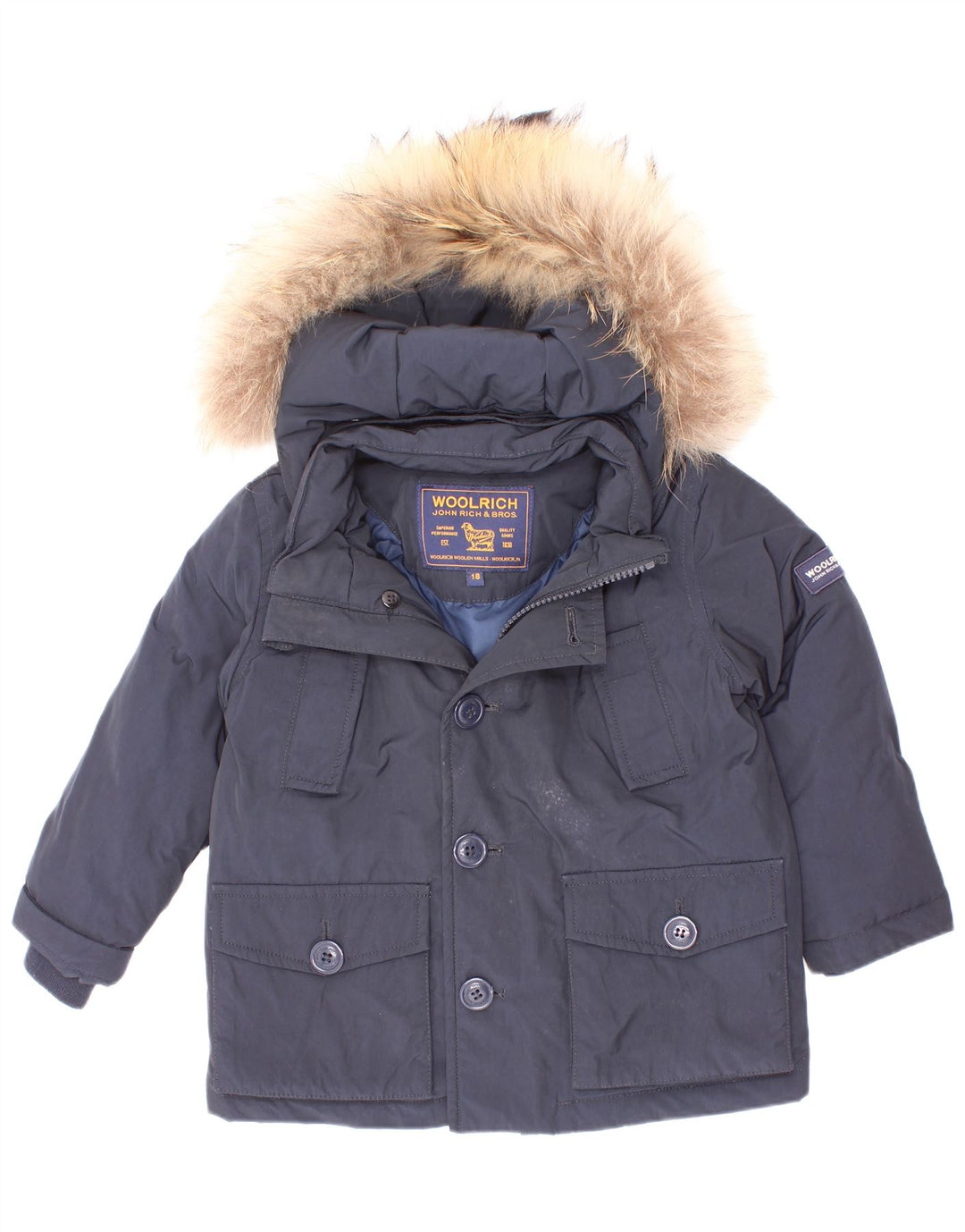 Woolrich Veste matelassée à capuche pour bébé garçon 12-18 mois Bleu marine Polyester