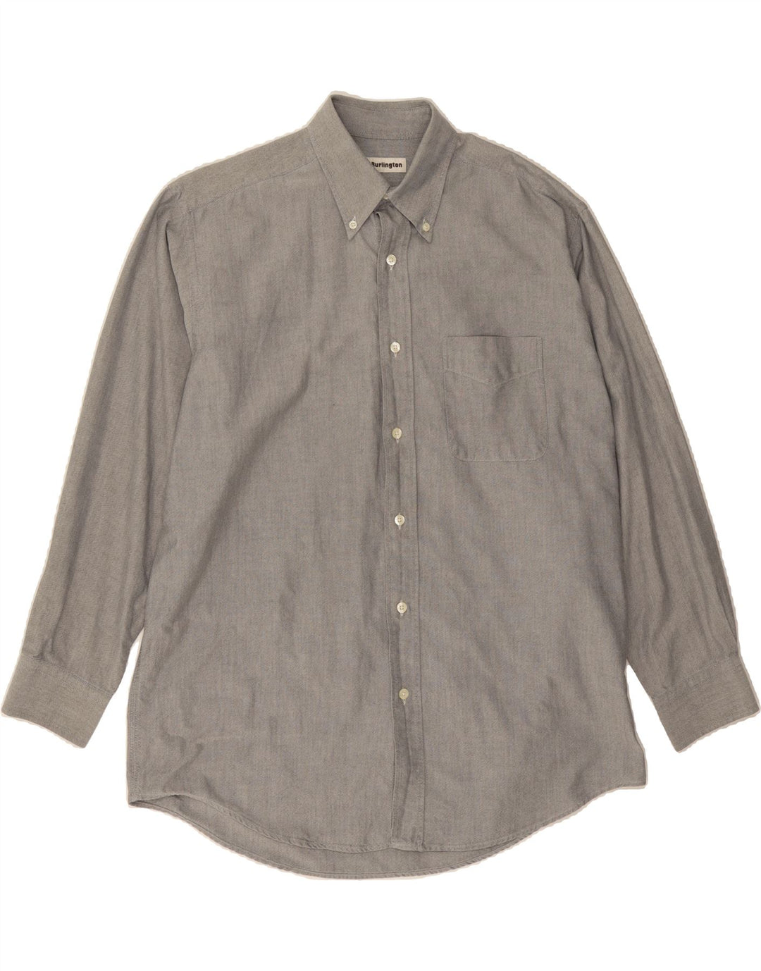 BURLINGTON Mens Shirt Large Grey Cotton Vintage Burlington and Second-Hand Burlington from Messina Hembry 