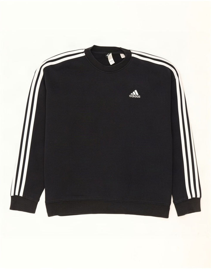 Adidas Sweat-shirt surdimensionné pour femme UK 12/14 en coton noir moyen