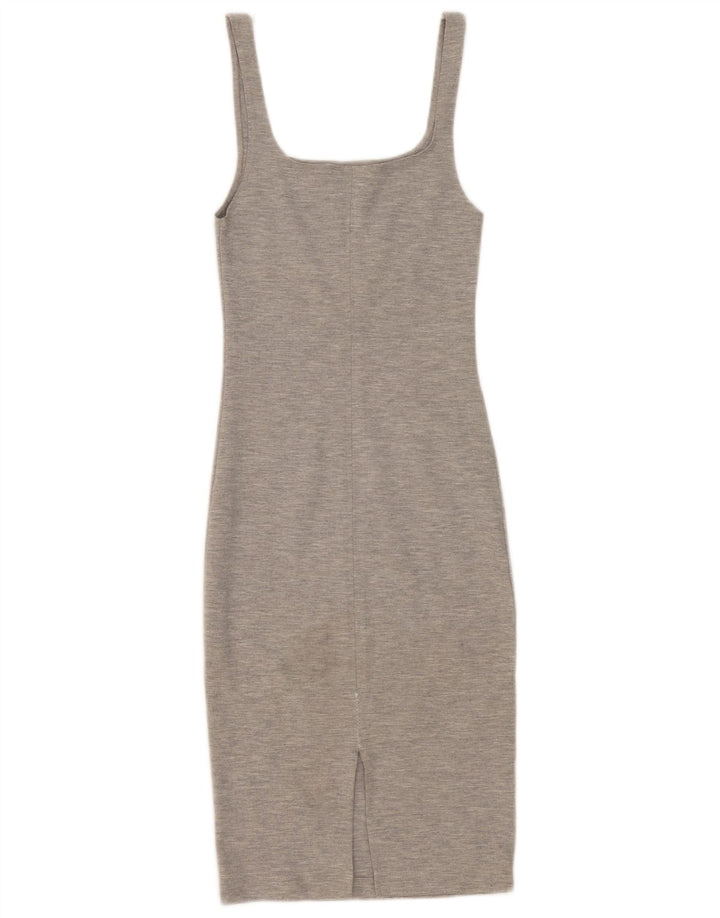 Zara Robe moulante sans manches pour femme UK 8 Petit Polyester Gris