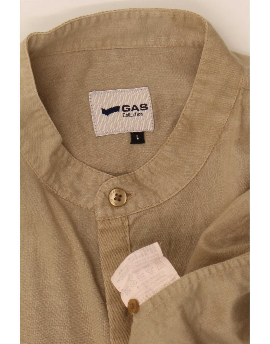Gas Chemise Homme Grande Rayonne Beige