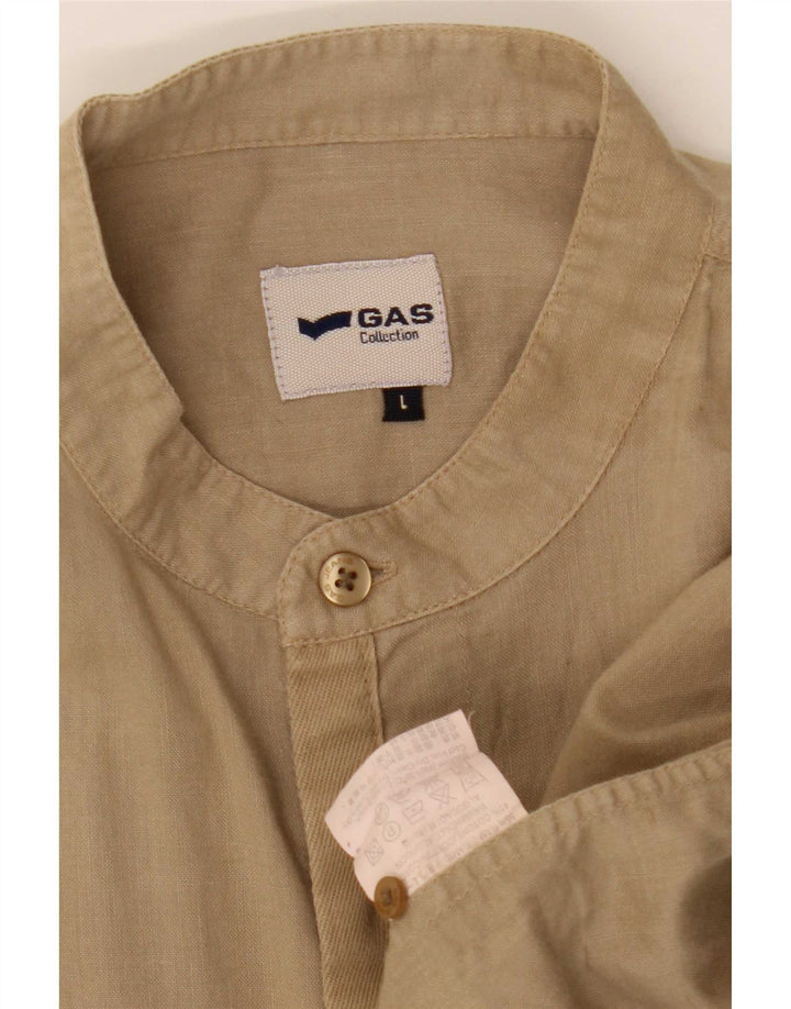 Gas Chemise Homme Grande Rayonne Beige