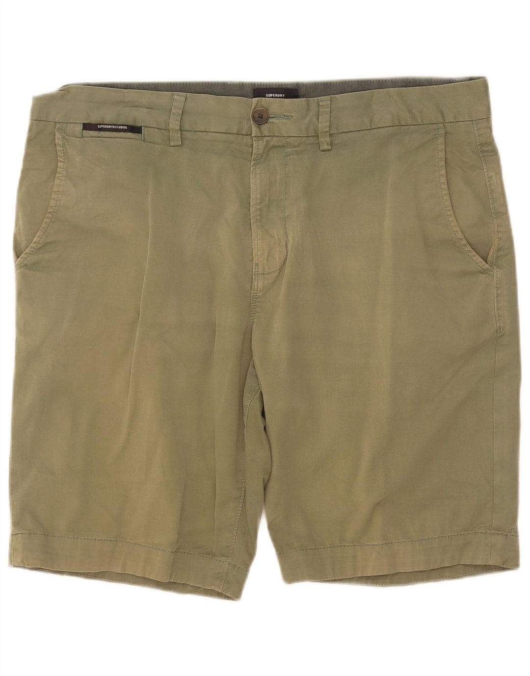 Superdry Short Chino Homme W34 Large Vert Coton