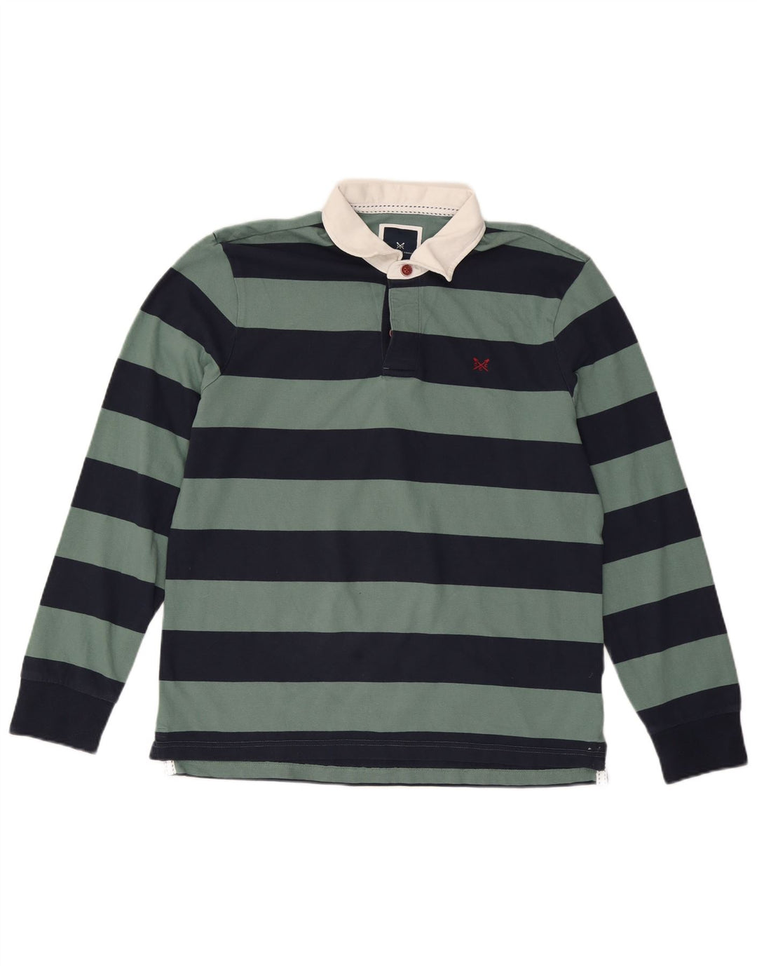 CREW CLOTHING Polo de Rugby à Manches Longues pour Homme Grand Bleu Marine Rayé