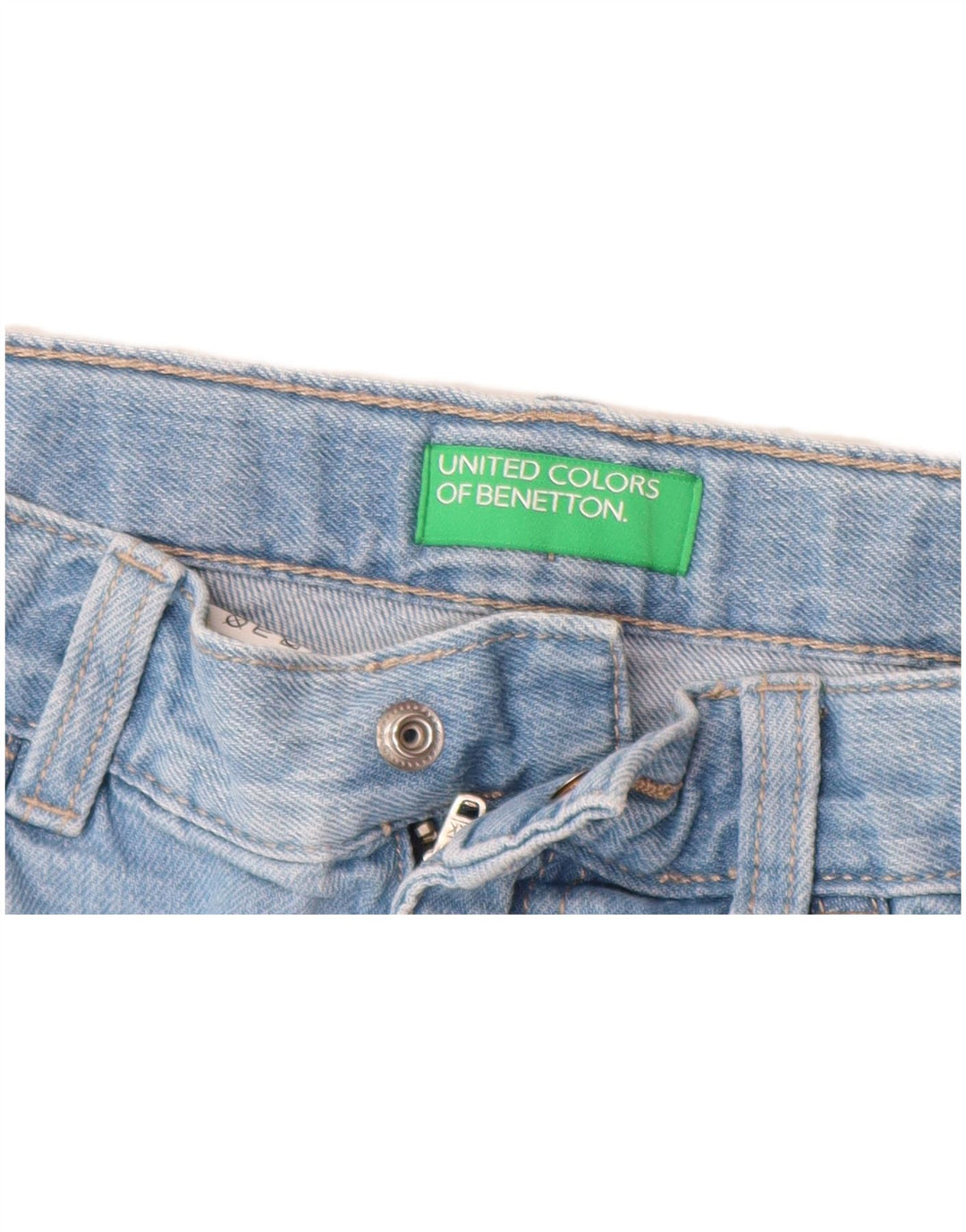 BENETTON Short en Jean Garçon 10-11 Ans W26 XL Bleu Colorblock Coton