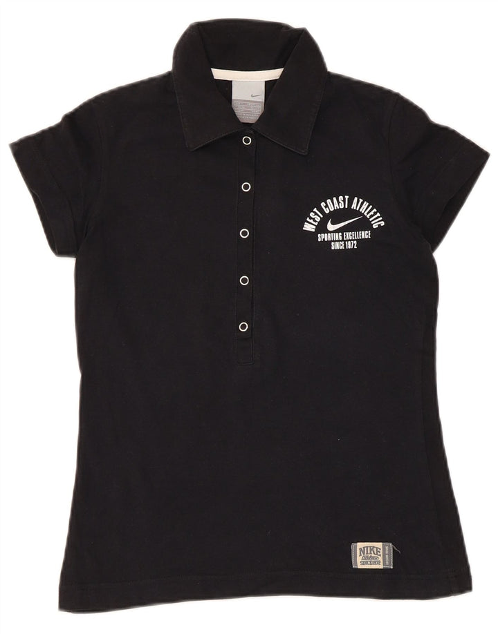 NIKE Polo graphique pour femme UK 8/10 Small Noir
