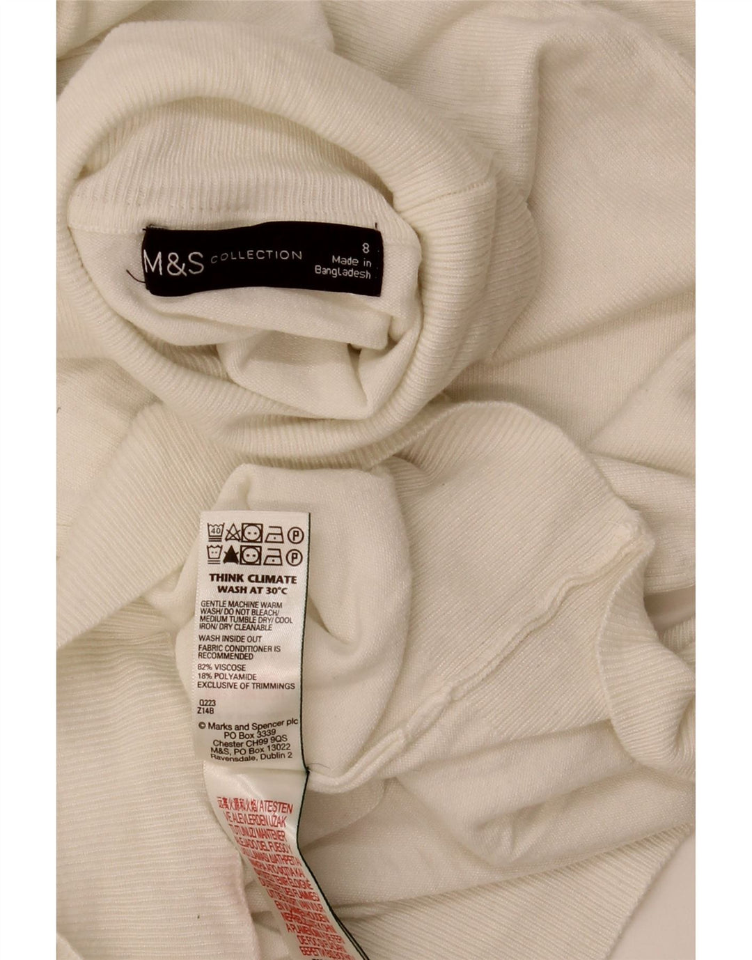 Marks & Spencer Pull col roulé pour femme UK 8 Small Blanc