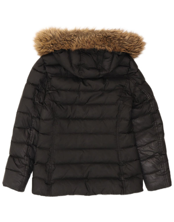 Tommy Hilfiger Veste matelassée à capuche pour femme UK 10 Small Noir Polyester
