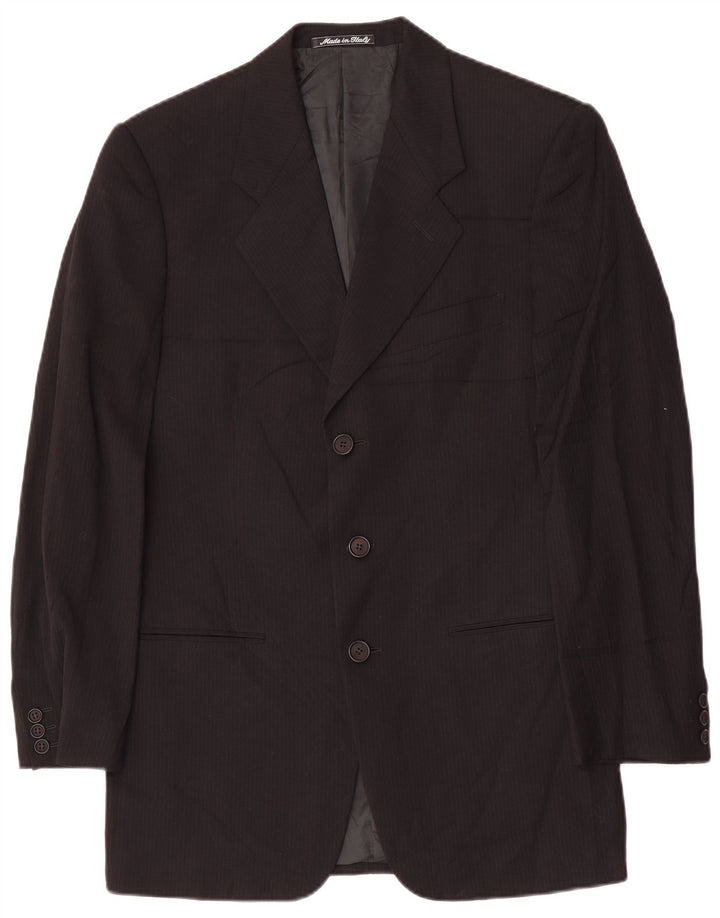Giorgio Armani Veste blazer à 3 boutons pour homme IT 46 Petite laine noire à fines rayures