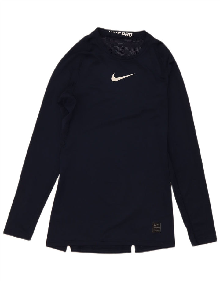 Nike Haut Dri Fit à manches longues pour homme en polyester bleu marine Taille S