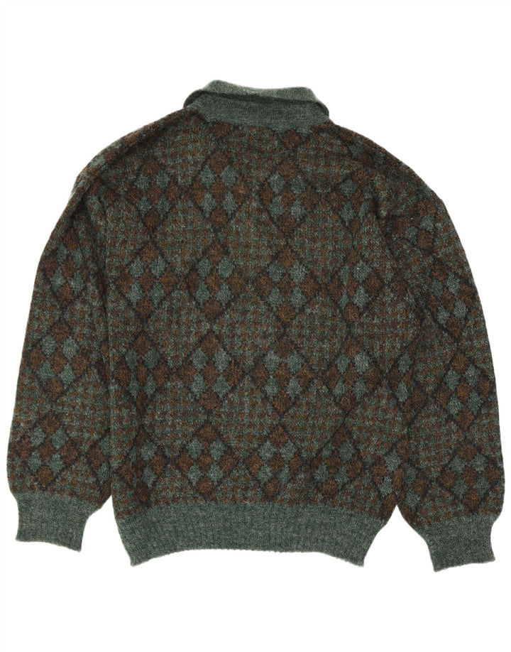Suspense Pull col polo pour homme IT 50 Vert moyen Argyle/Diamant