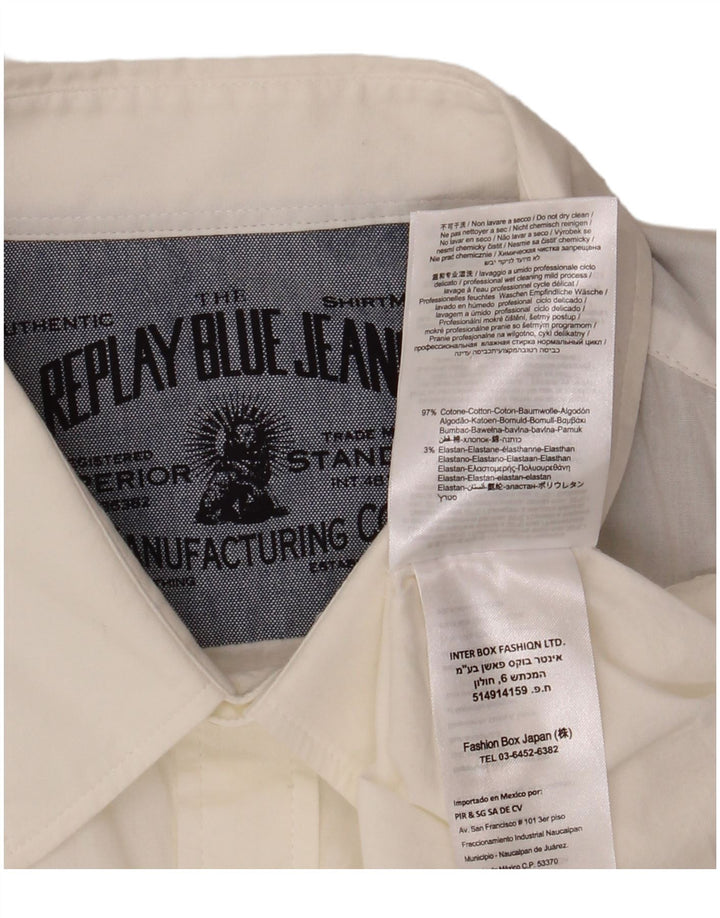 REPLAY Chemise Homme Blanc Moyen Coton
