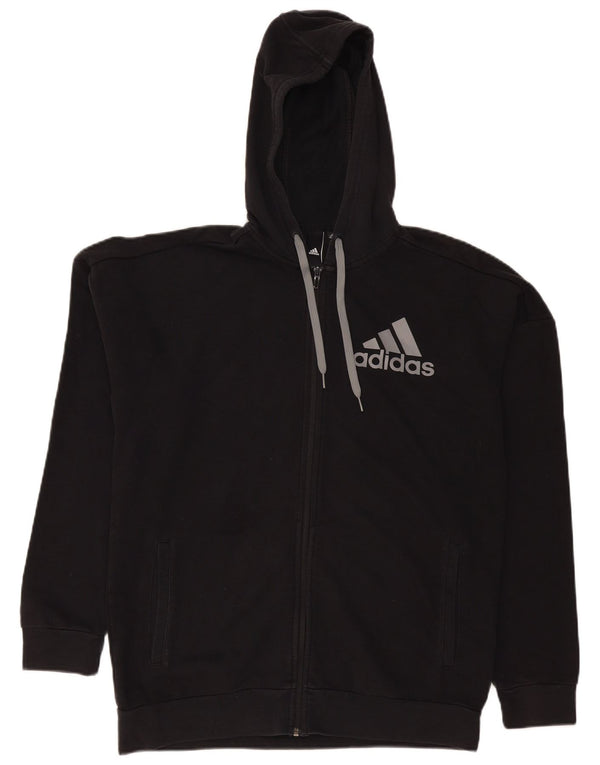 Adidas Pull à capuche zippé graphique pour homme Grand coton noir