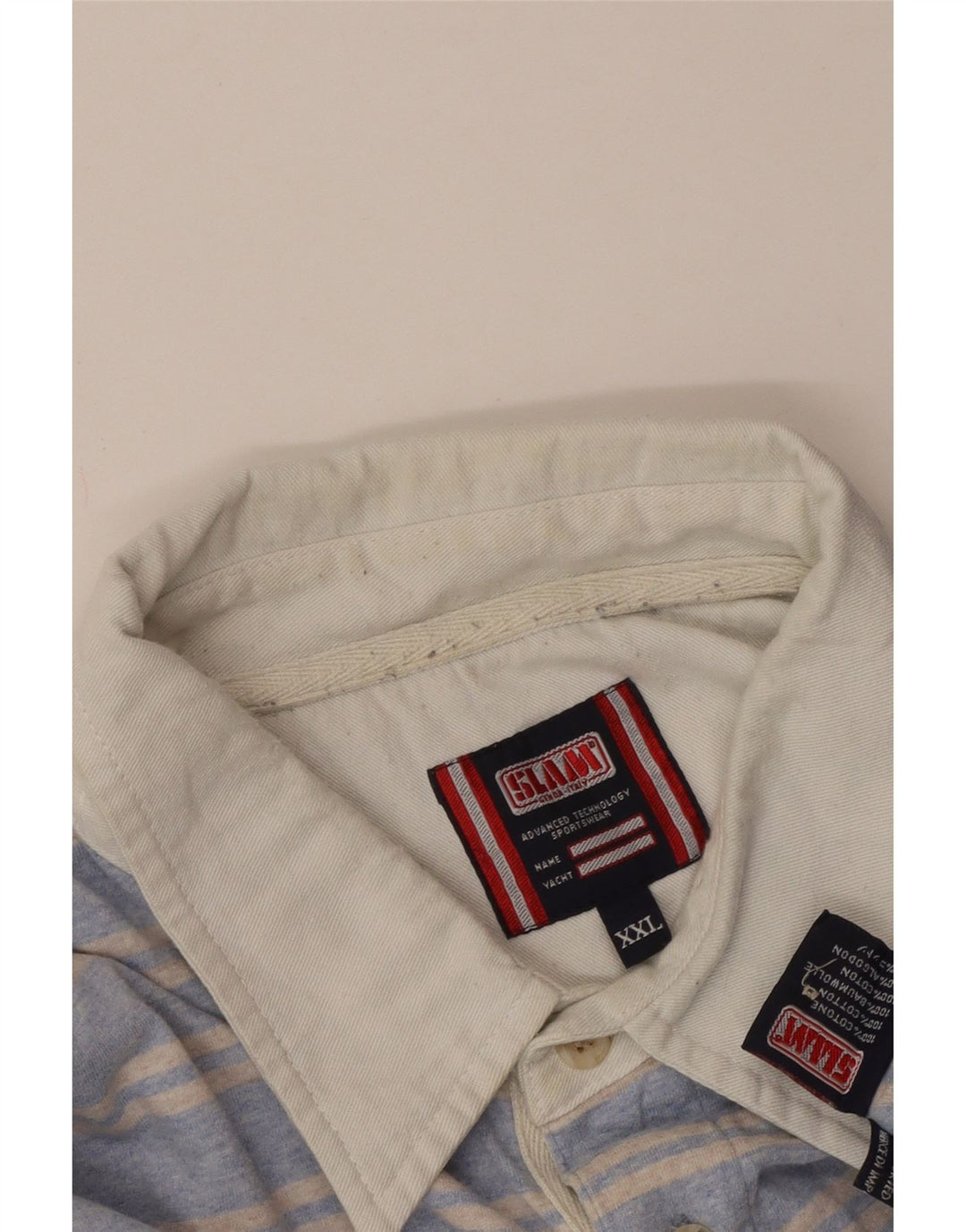 Slam Polo à manches longues pour homme 2XL en coton rayé bleu