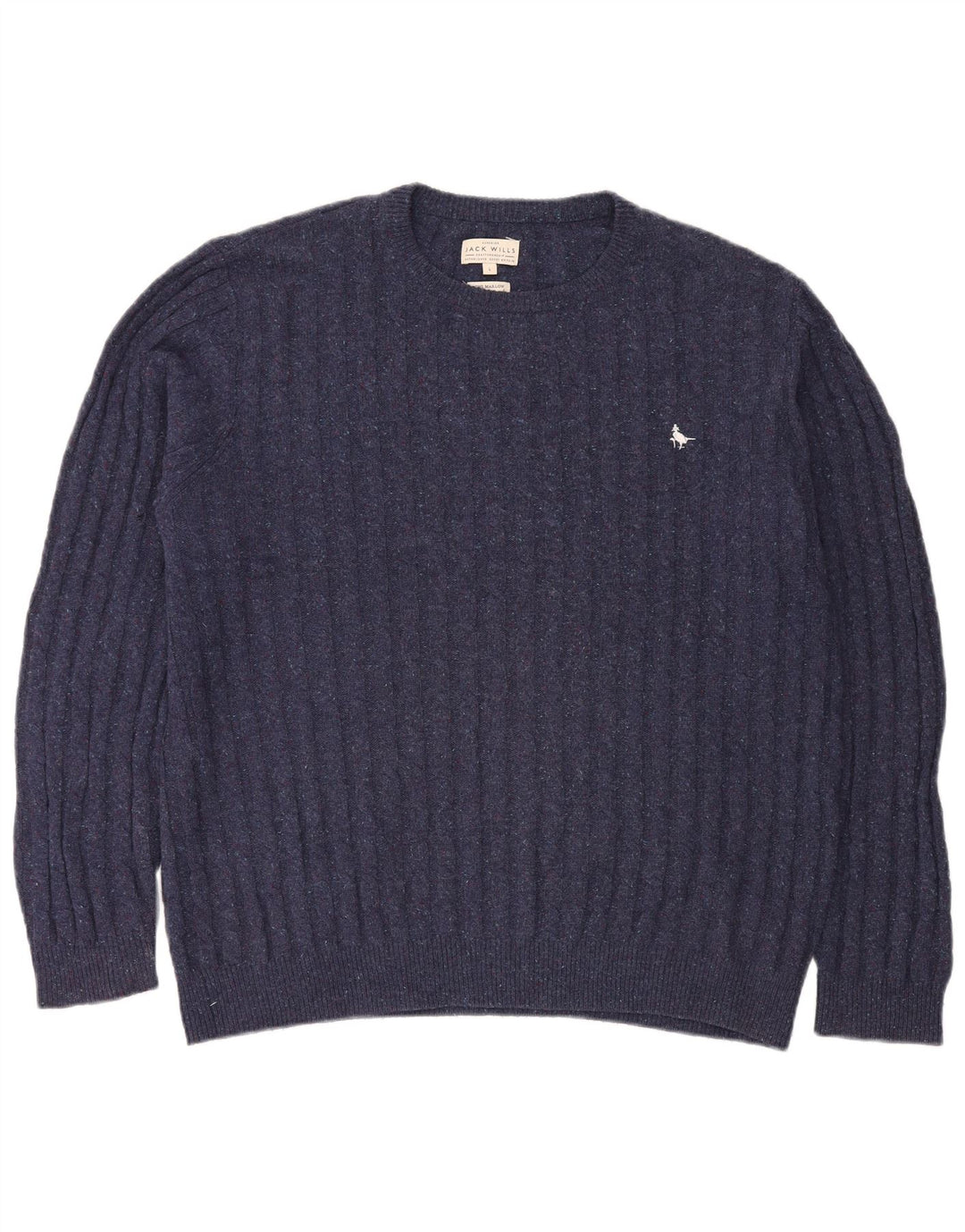 JACK WILLS Pull à col rond pour homme, grand, bleu marine moucheté
