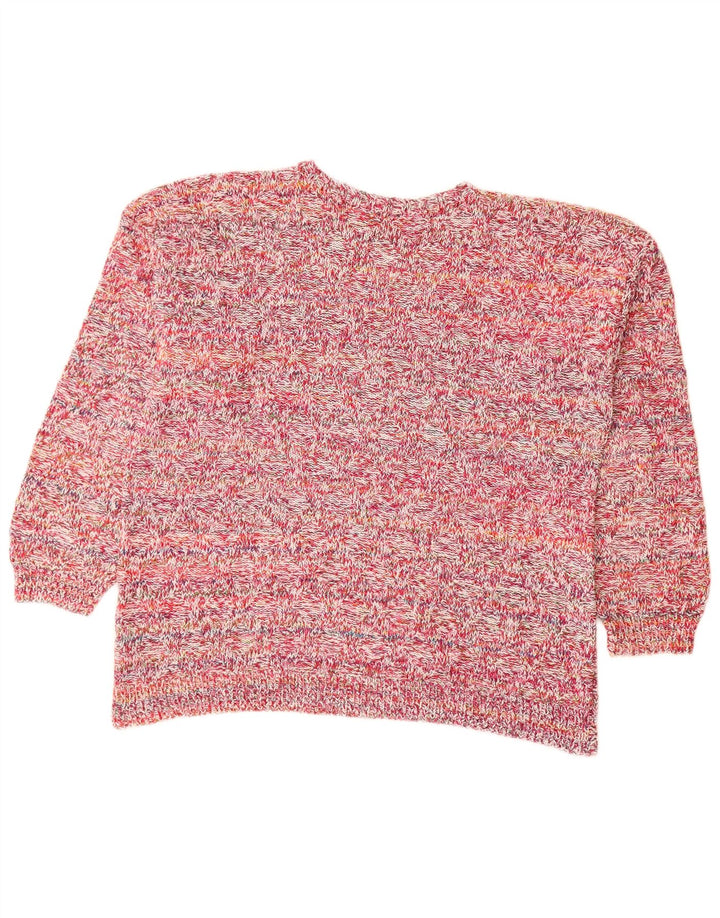 VINTAGE Femme Col Bateau Pull Pull UK 18 XL Rose Moucheté