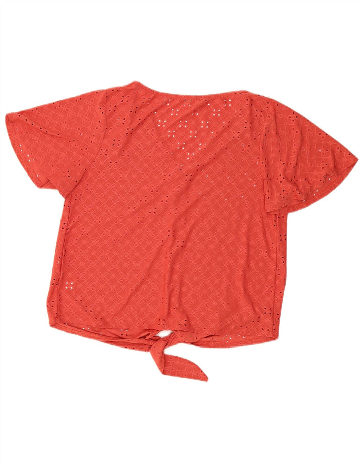 Oasis Chemisier à manches courtes pour femme avec nœud sur le devant en polyester Rouge moyen UK 44