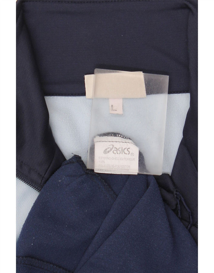 Asics Veste de survêtement pour homme Large Bleu Marine Colorblock Polyester