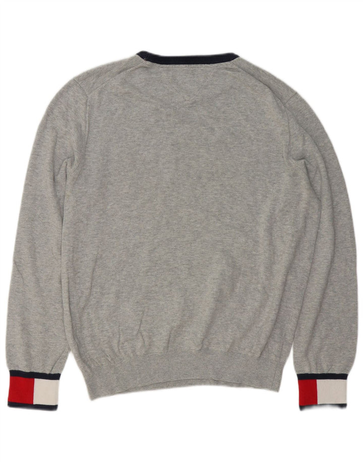 TOMMY HILFIGER Pull Col Ras du Cou Homme Gris Moyen Colourblock