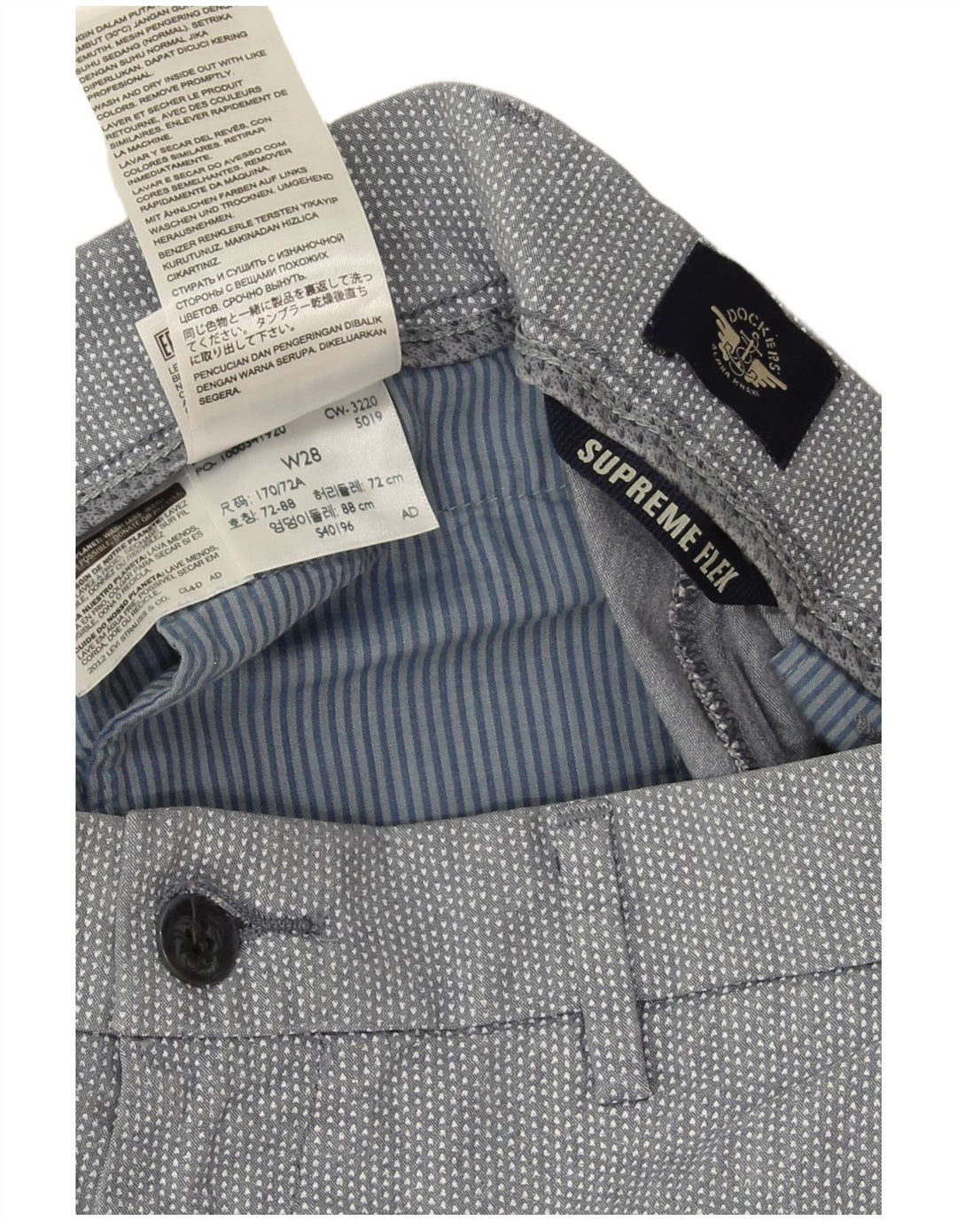 Dockers Short Chino Flex W28 Homme Gris Moyen à Pois Coton