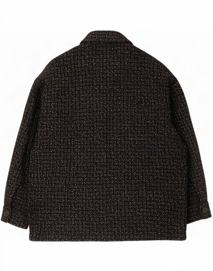 Zara Veste utilitaire surdimensionnée pour femme UK 14 en coton à carreaux noir moyen