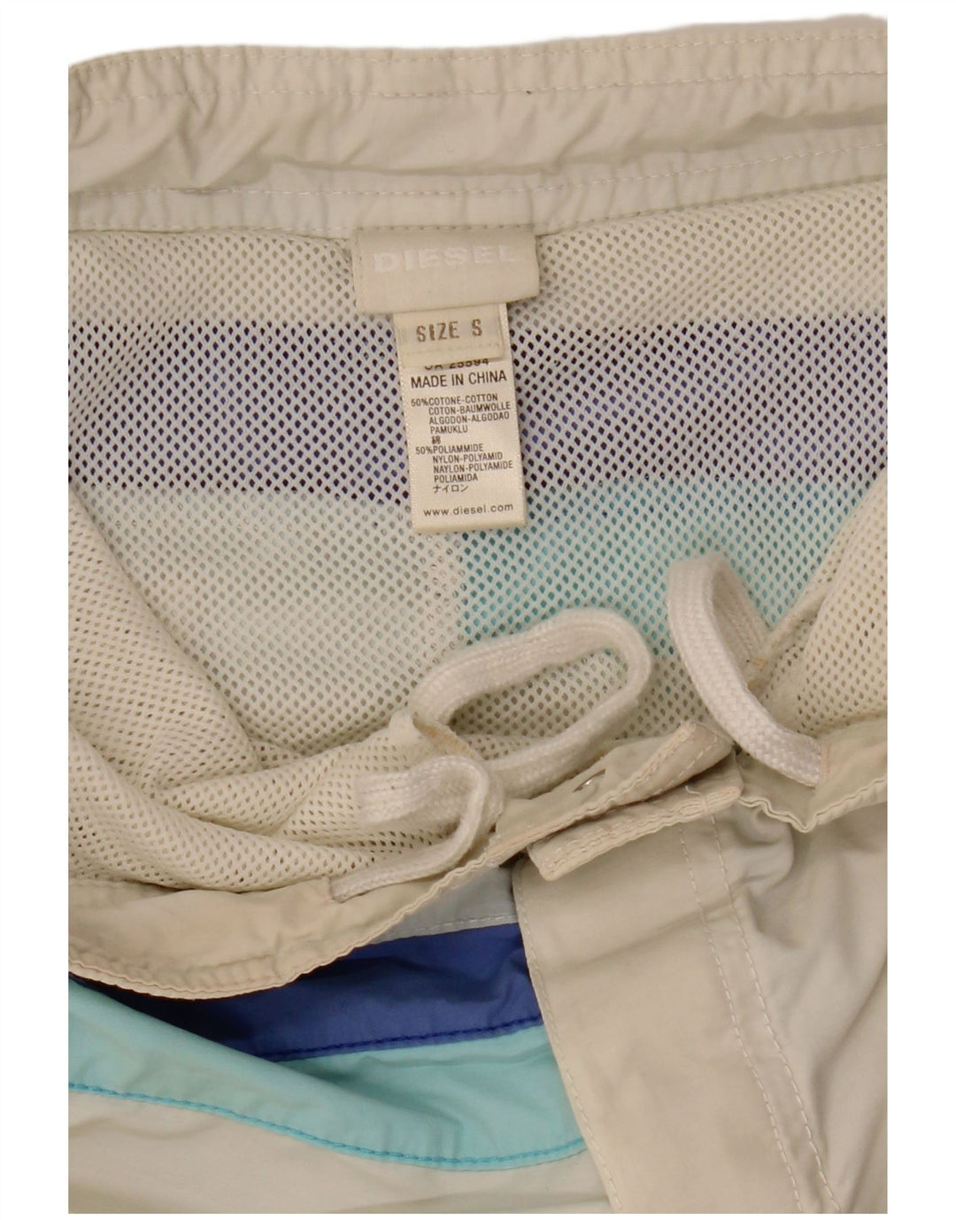 DIESEL Short de bain homme petit coton rayé blanc cassé