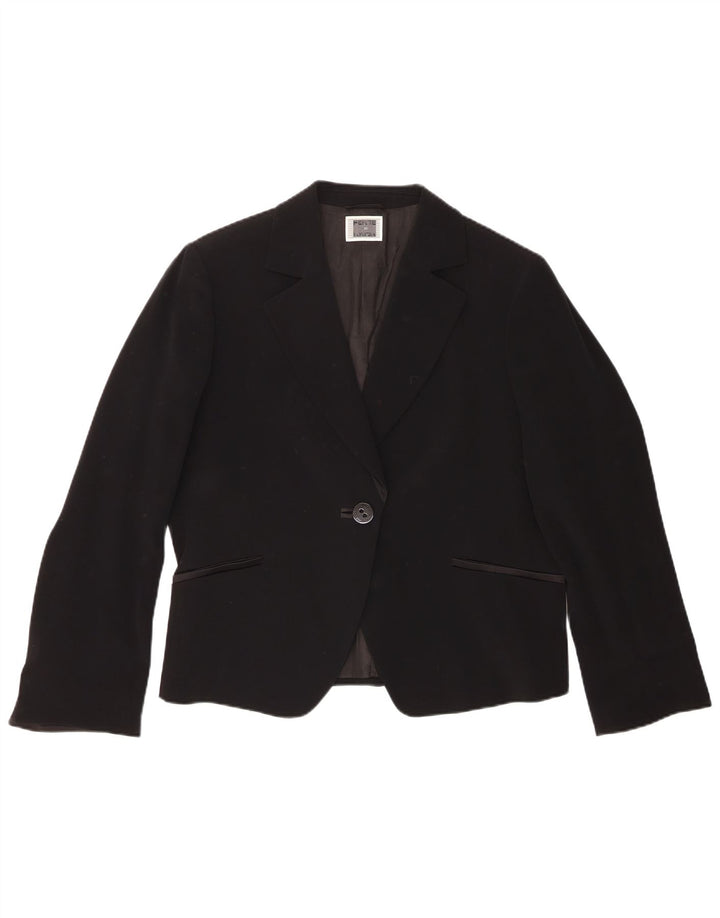 Perte by Krizia Veste blazer à 1 bouton pour femme UK 18 XL Triacétate noir