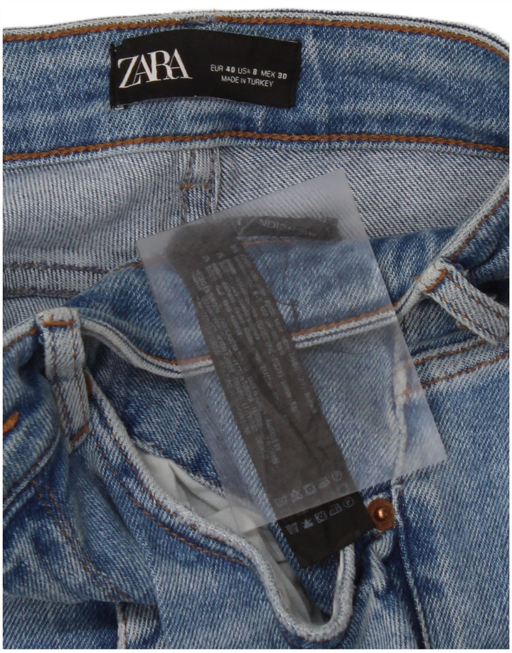 ZARA Femmes Crop Distressed Skinny Jeans EU 40 Moyen W30 L26 Bleu Coton