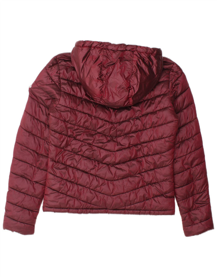 Superdry Veste rembourrée à capuche pour femme UK 14 Nylon bordeaux moyen
