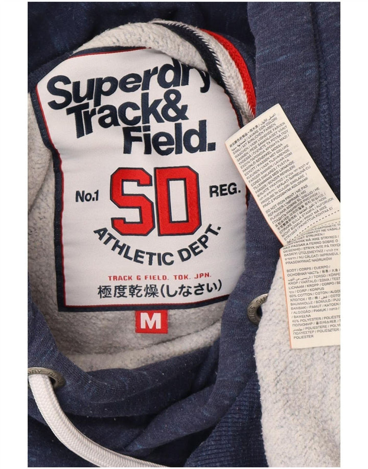Superdry Pull à capuche graphique en coton moucheté bleu marine moyen